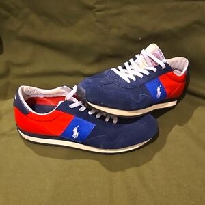 Polo Ralph Lauren Train 85 Men's Sz 8.5 Shoes Navy-Red